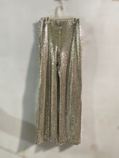 H&M |M|WAIST 30|GOLD SEQUIN ELASTICATED WAIST WIDE LEG TROUSERS