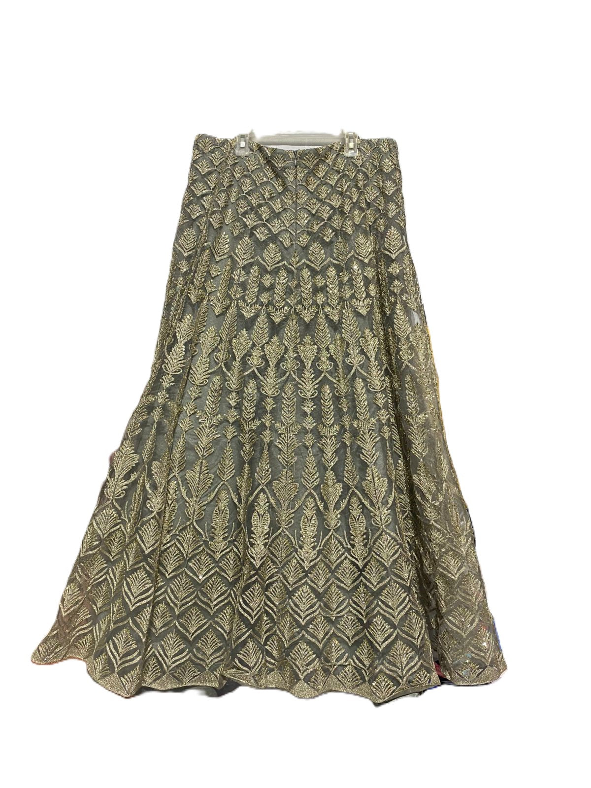ACME|L|WAIST 32|GREEN AND GOLD EMBROIDERED LEHENGA SKIRT