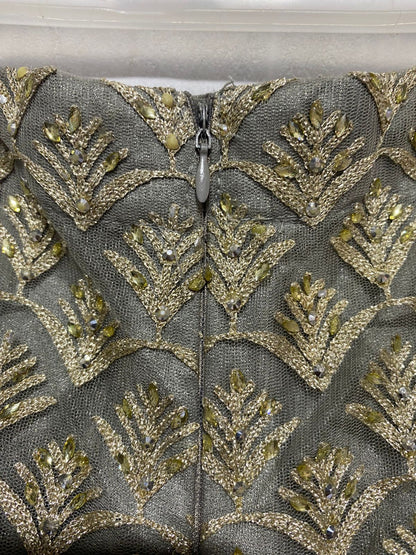 ACME|L|WAIST 32|GREEN AND GOLD EMBROIDERED LEHENGA SKIRT