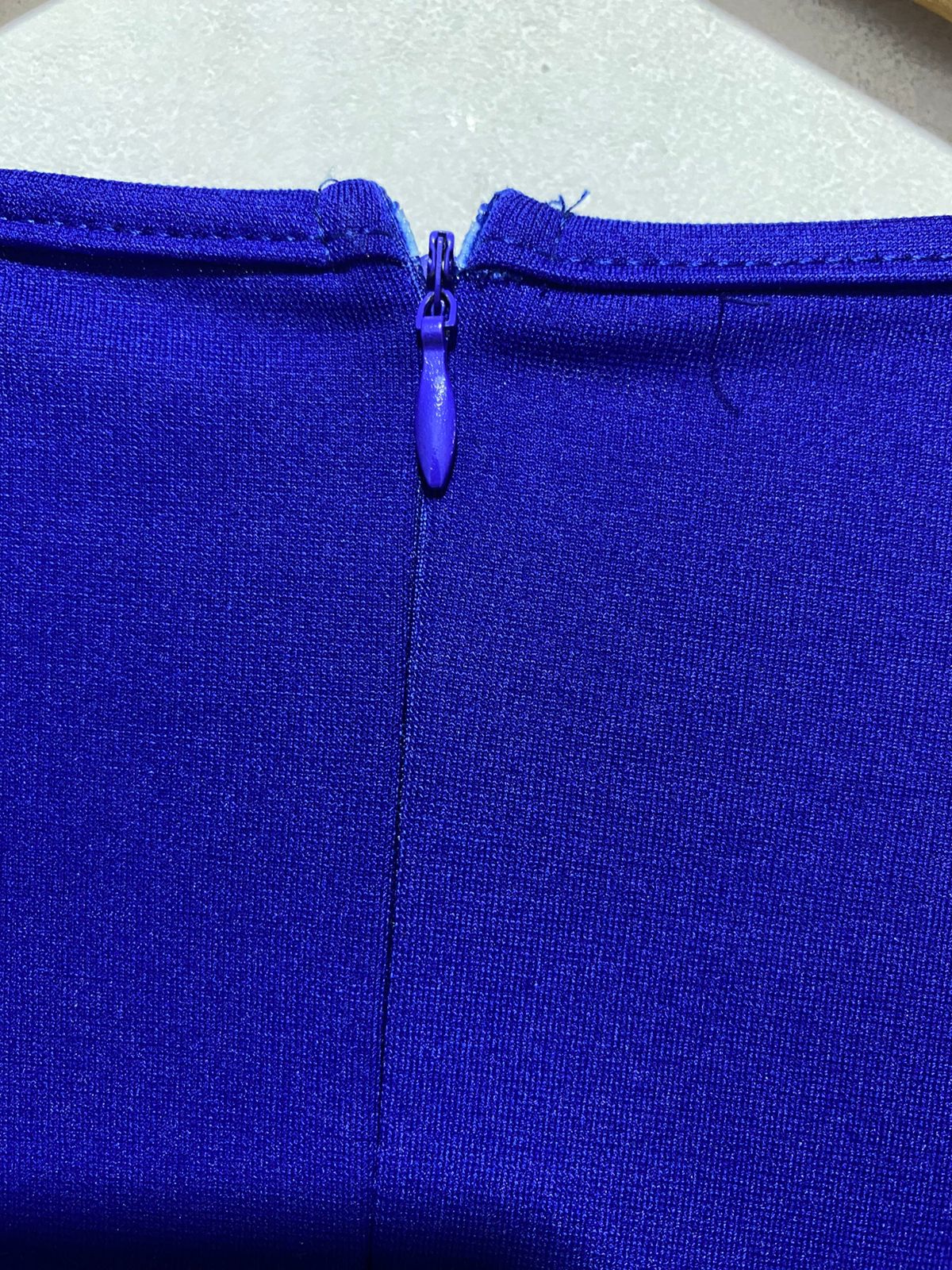 SHEIN |L/XL|BUST 17|ROYAL BLUE RUFFLE-SLEEVE RUCHED SHEATH DRESS