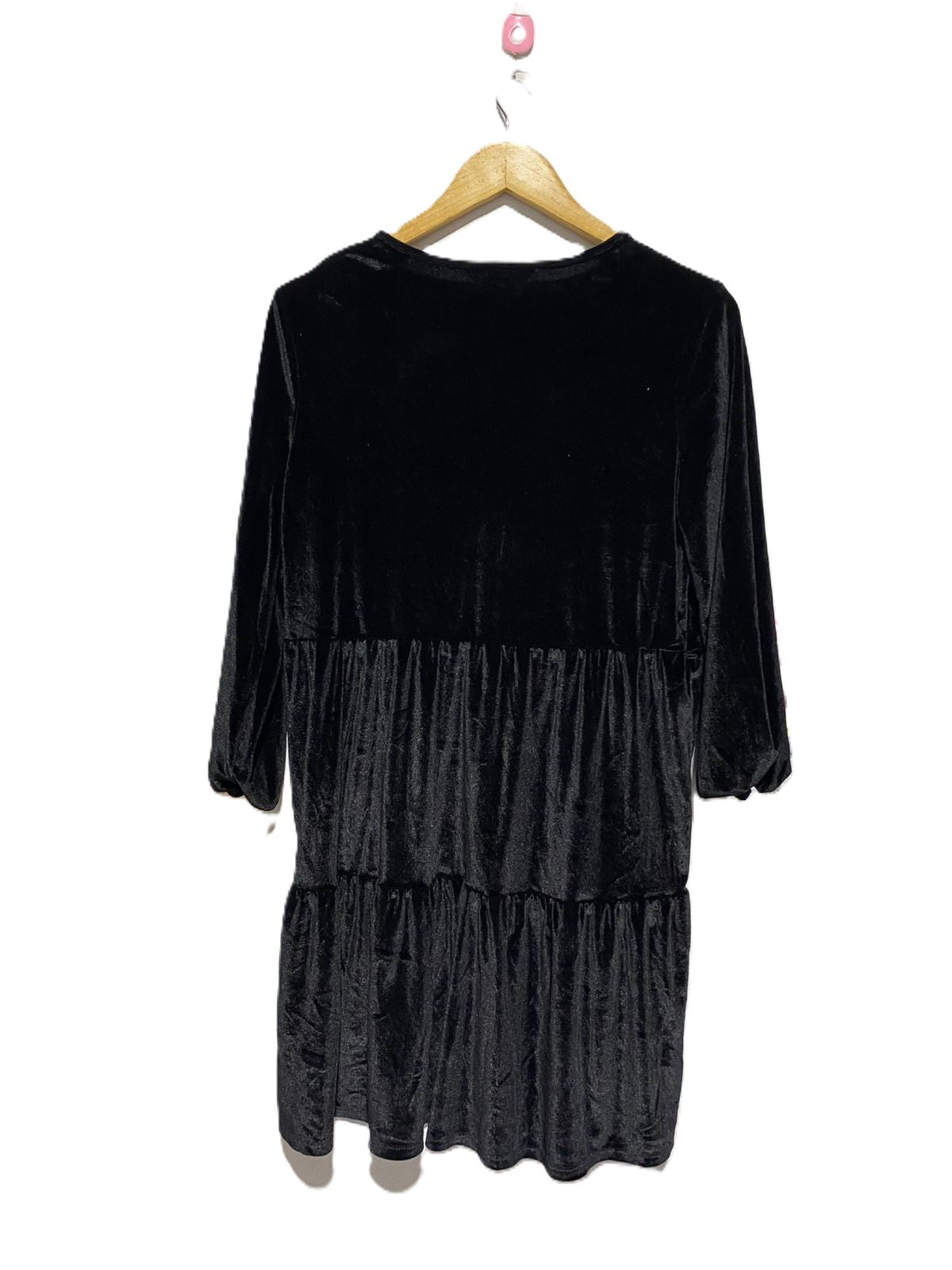 F&F|M|BUST 19|BLACK VELVET TIERED DRESS