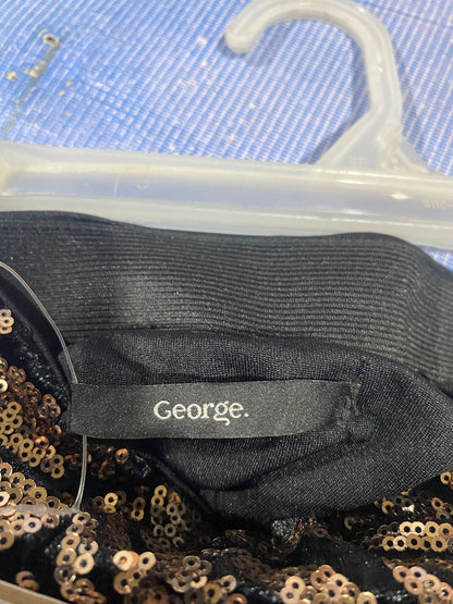 GEORGE|M|WAIST 28| BLACK AND GOLD SEQUIN ZEBRA PRINT MINI SKIRT