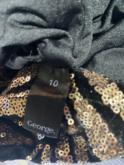 GEORGE|M|WAIST 28| BLACK AND GOLD SEQUIN ZEBRA PRINT MINI SKIRT