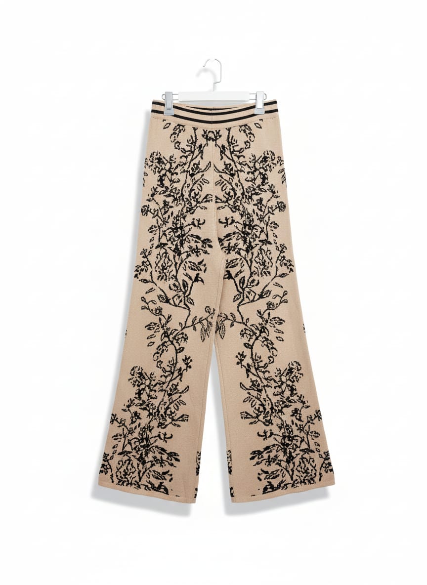 OHANNA ORTIZ MYSTIC MOTIF PRINTED SILK WIDE-LEG PANTS |XS|WAIST 24