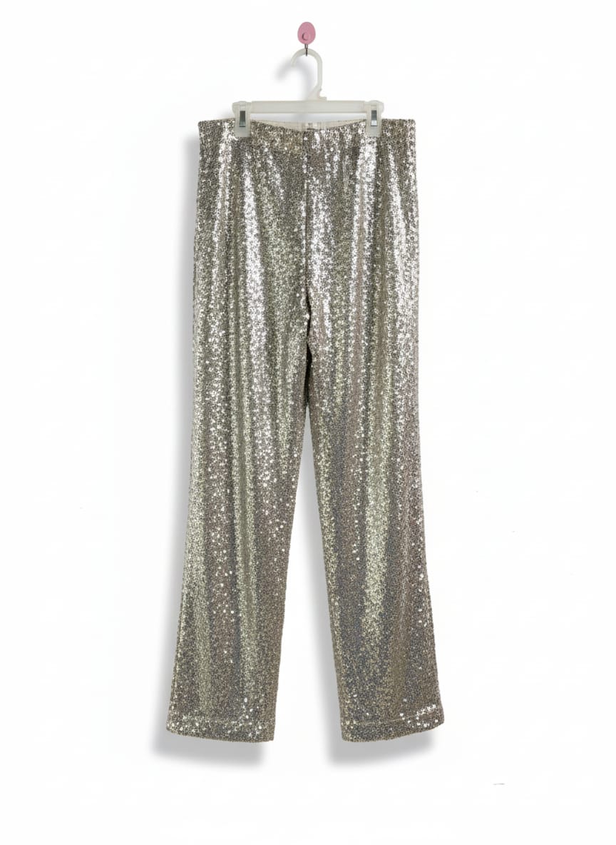 H&M |M|WAIST 30|GOLD SEQUIN ELASTICATED WAIST WIDE LEG TROUSERS