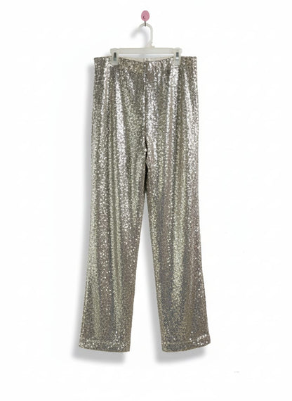 H&M |M|WAIST 30|GOLD SEQUIN ELASTICATED WAIST WIDE LEG TROUSERS