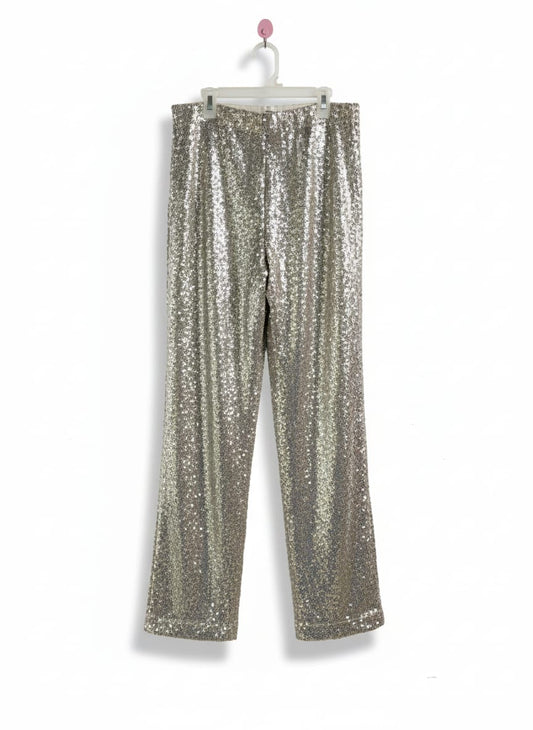 H&M |M|WAIST 30|GOLD SEQUIN ELASTICATED WAIST WIDE LEG TROUSERS