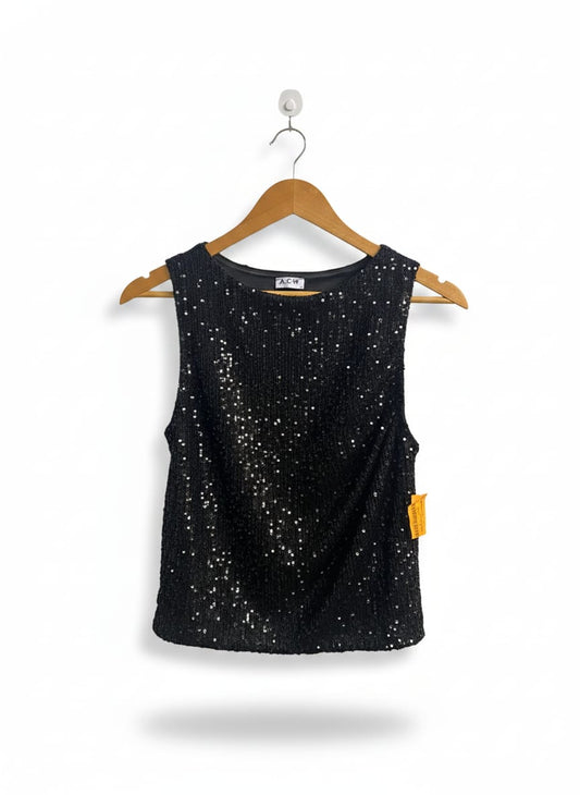 ACW|S/M|BUST 14| BLACK SEQUIN SLEEVELESS TOP