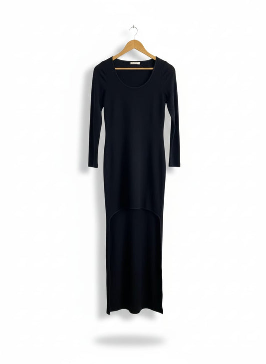 ALEX CHRISTOPHER|M|BUST 16|BLACK LONG SLEEVE HI-LOW MAXI DRESS