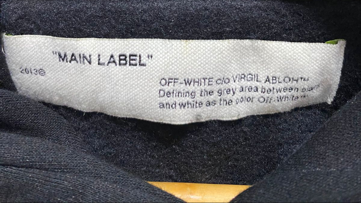 MAIN LABEL|S/M|BUST 20|Off-White Diagonal Stripes Logo Hoodie