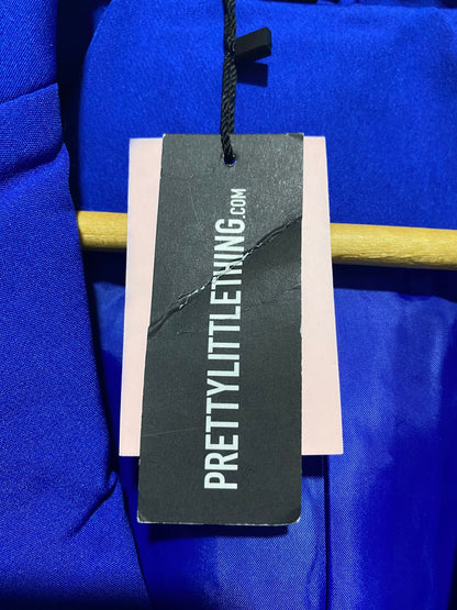 PRETTY LITTLE THING|XS|BUST 16| Blue Feather Trim Cropped Boxy Blazer