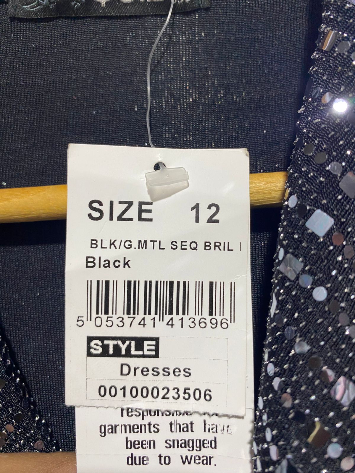 QUIZ|M|BUST 16|Black & Silver Sequin Wrap Dress