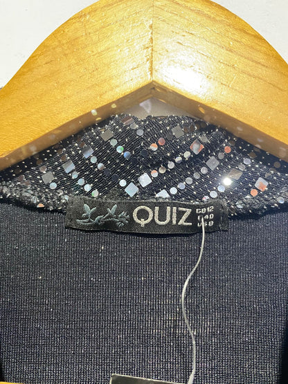 QUIZ|M|BUST 16|Black & Silver Sequin Wrap Dress