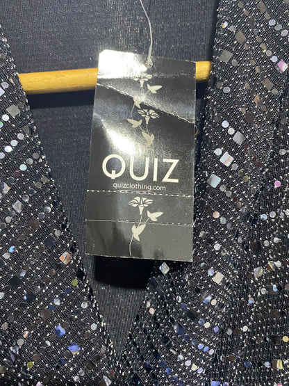 QUIZ|M|BUST 16|Black & Silver Sequin Wrap Dress