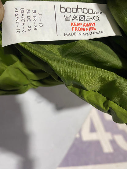 BOOHOO|M|BUST 24| Green Faux Fur Trim Hooded Padded Puffer Jacket