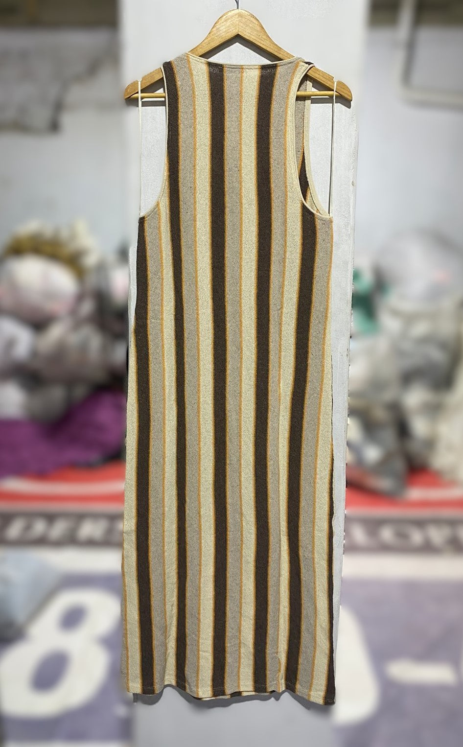 ZARA|L|BUST 16| Striped Knit Rustic Midi Dress