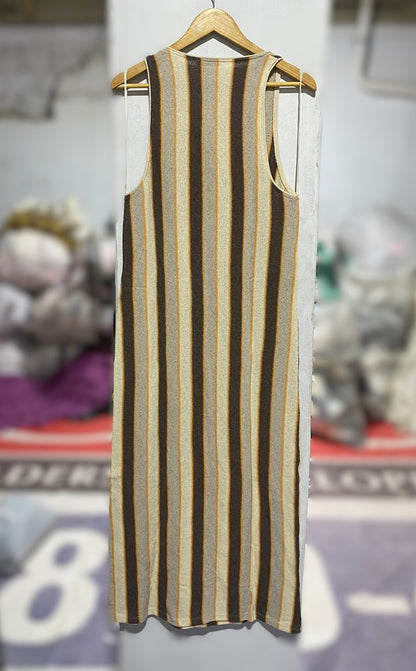 ZARA|L|BUST 16| Striped Knit Rustic Midi Dress