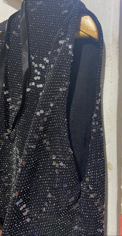 JESSICA HOWARD|M|BUST 18|BLACK SEQUIN COLD SHOULDER DRESS