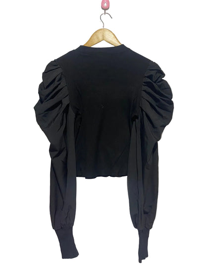 PINK VANILLA|S/M|BUST 16|Tulle-Sleeves Ruffled Knit Top