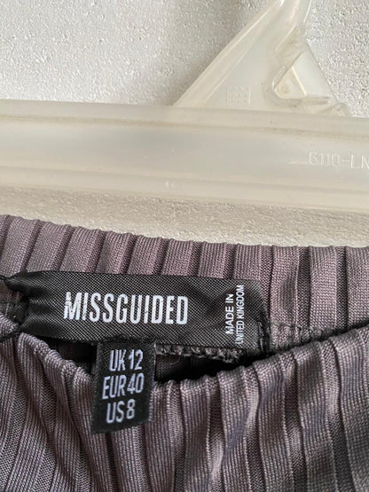 MISSGUIDED|M|WAIST 28|GREY RIBBED BODYCON MIDI SKIRT