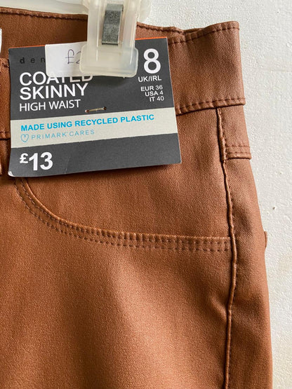 PRIMARK|S|WAIST 26|Brown Coated Skinny Jeans