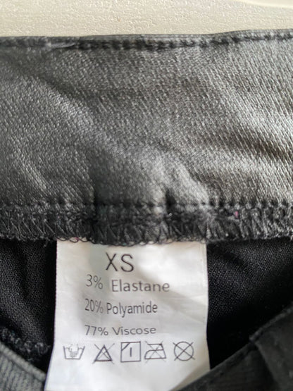 Black Faux Leather Seam Knee Straight Leg Pants|XS|WAIST 22