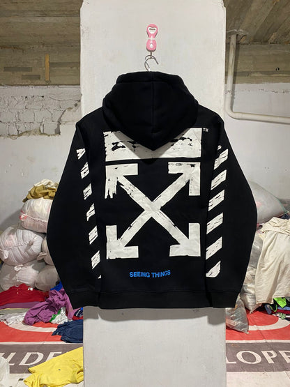 MAIN LABEL|S/M|BUST 20|Off-White Diagonal Stripes Logo Hoodie