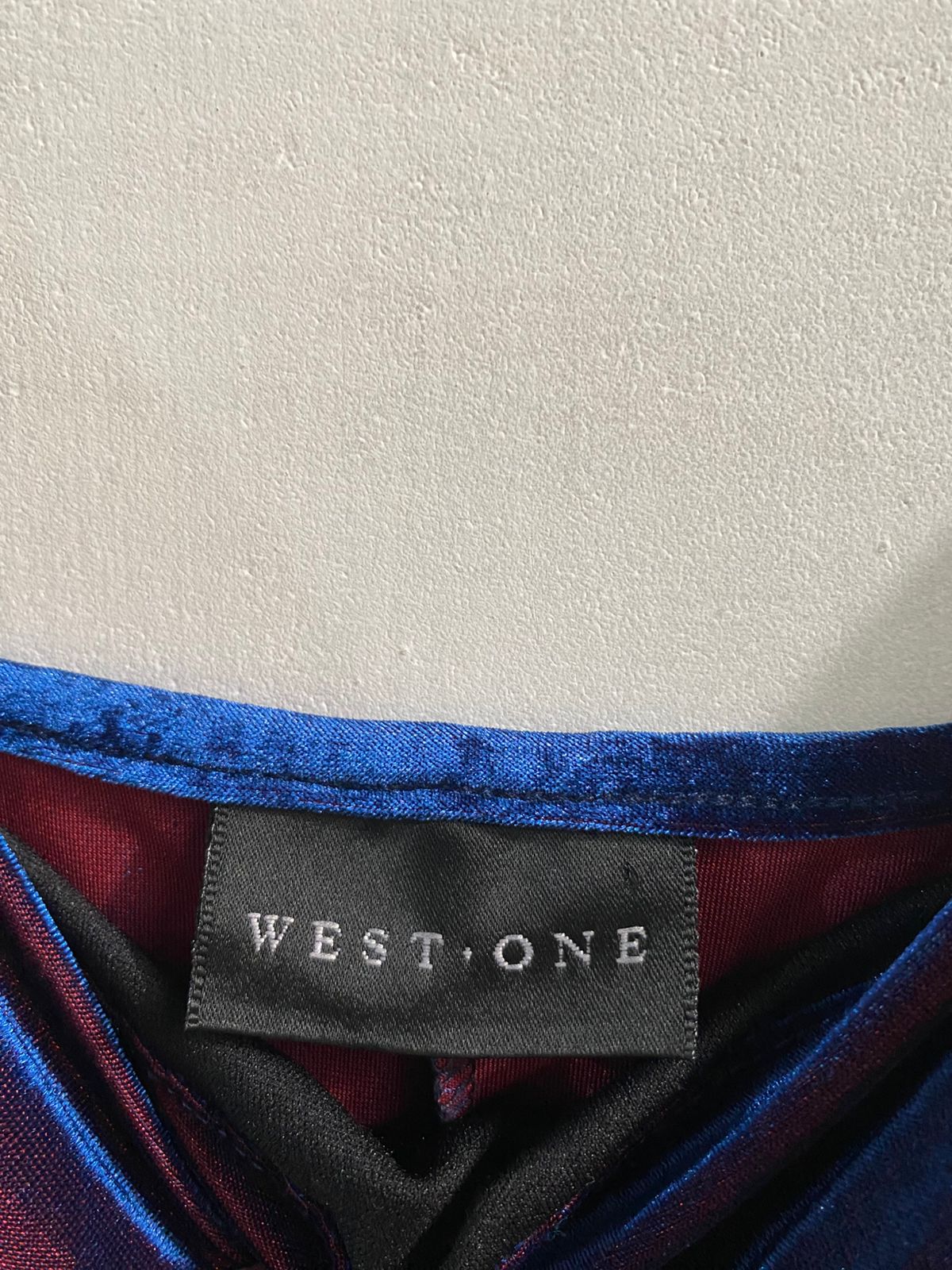 WEST ONE|S|BUST 14|B12| BLUE VELVET COWL NECK MIDI DRESS