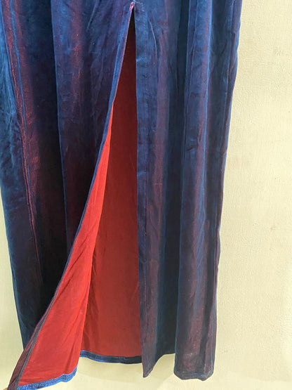 WEST ONE|S|BUST 14|B12| BLUE VELVET COWL NECK MIDI DRESS
