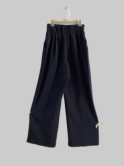 RIVER ISLAND|XS|WAIST 24|NAVY BLUE WIDE-LEG TROUSERS