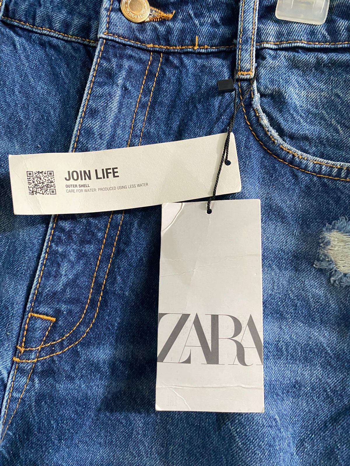 ZARA|M|WAIST 30|RIPPED WIDE-LEG JEANS