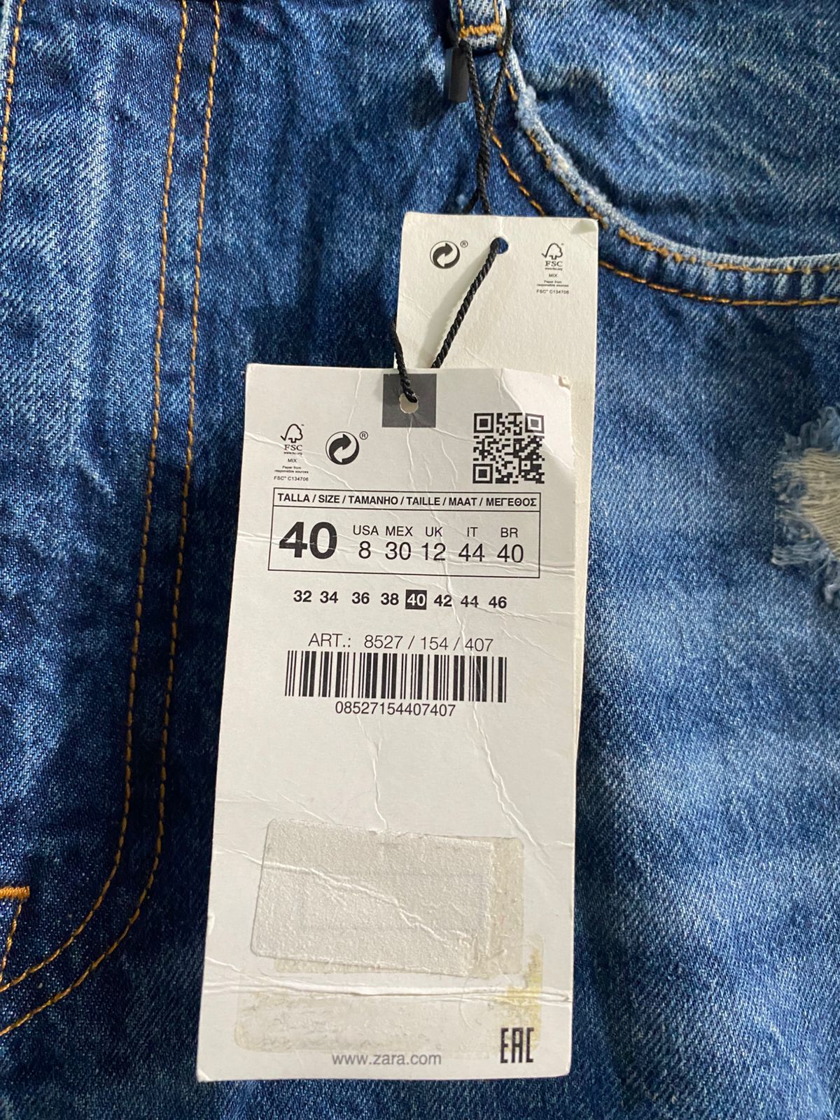 ZARA|M|WAIST 30|RIPPED WIDE-LEG JEANS