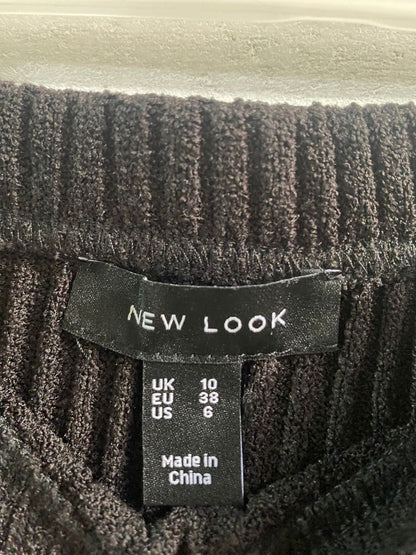 NEWLOOK|M|WAIST 26|BLACK RIBBED KNIT MIDI PENCIL SKIRT