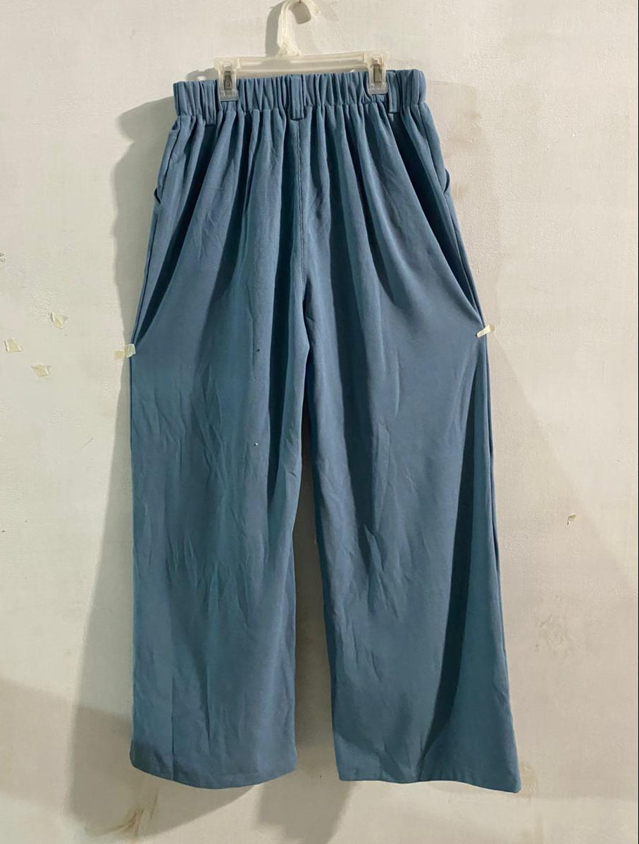 HALARA|M|WAIST 28|BLUE WIDE-LEG PLEATED TROUSERS