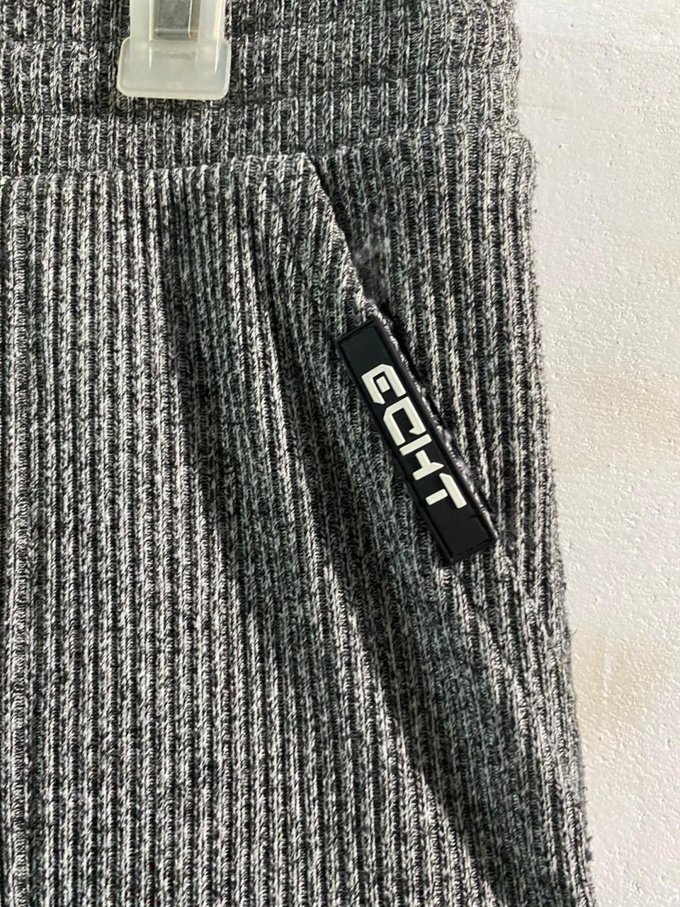 ECHT|L|WAIST 30|GREY RIBBED JOGGERS WITH DRAWSTRING