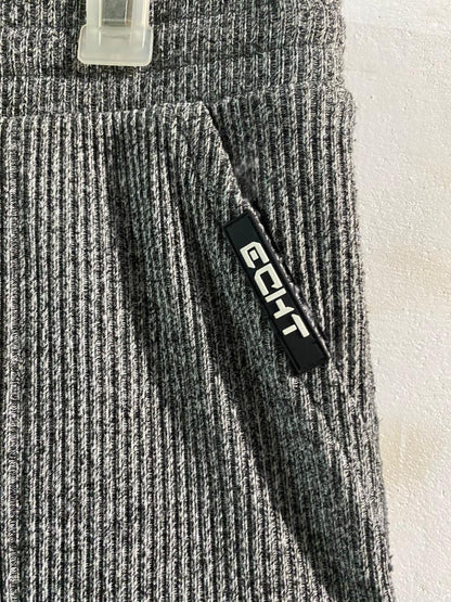 ECHT|L|WAIST 30|GREY RIBBED JOGGERS WITH DRAWSTRING