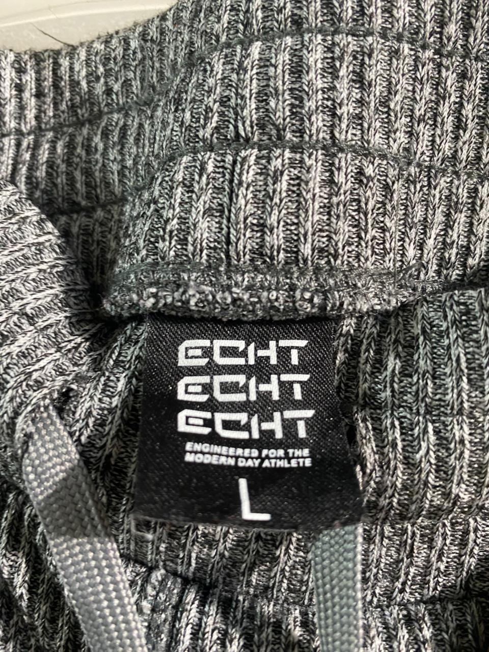 ECHT|L|WAIST 30|GREY RIBBED JOGGERS WITH DRAWSTRING