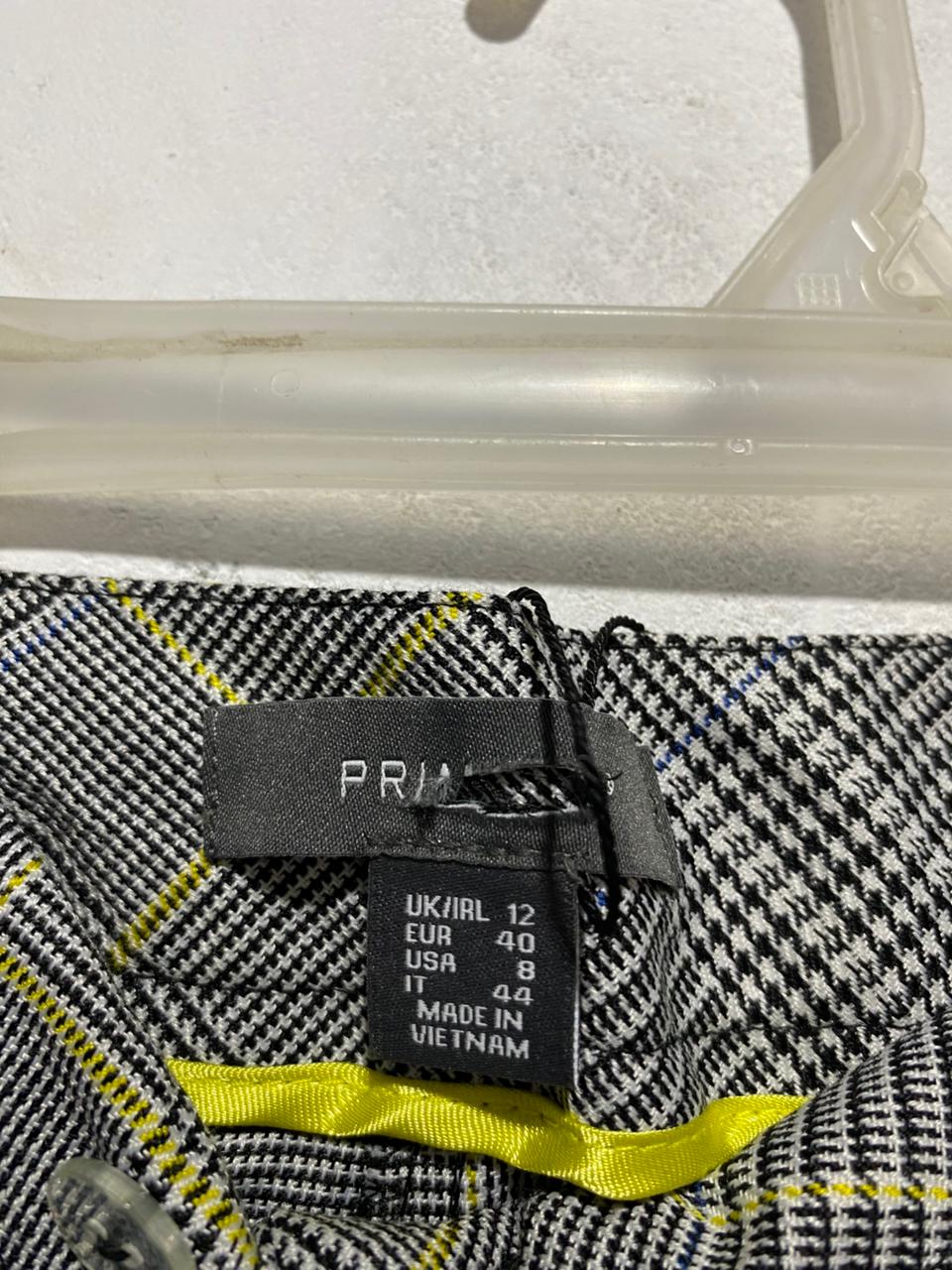 PRIMARK|M|WAIST 30|GREY PRINCE OF WALES CHECK WIDE-LEG TROUSERS