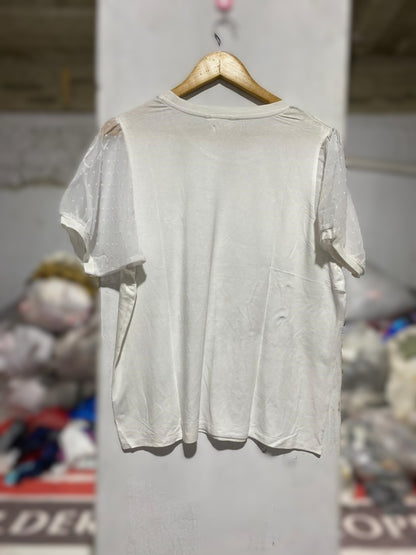 LOVE&LACE|L|BUST 20| Graphic T Shirt Womens Large White Embellished