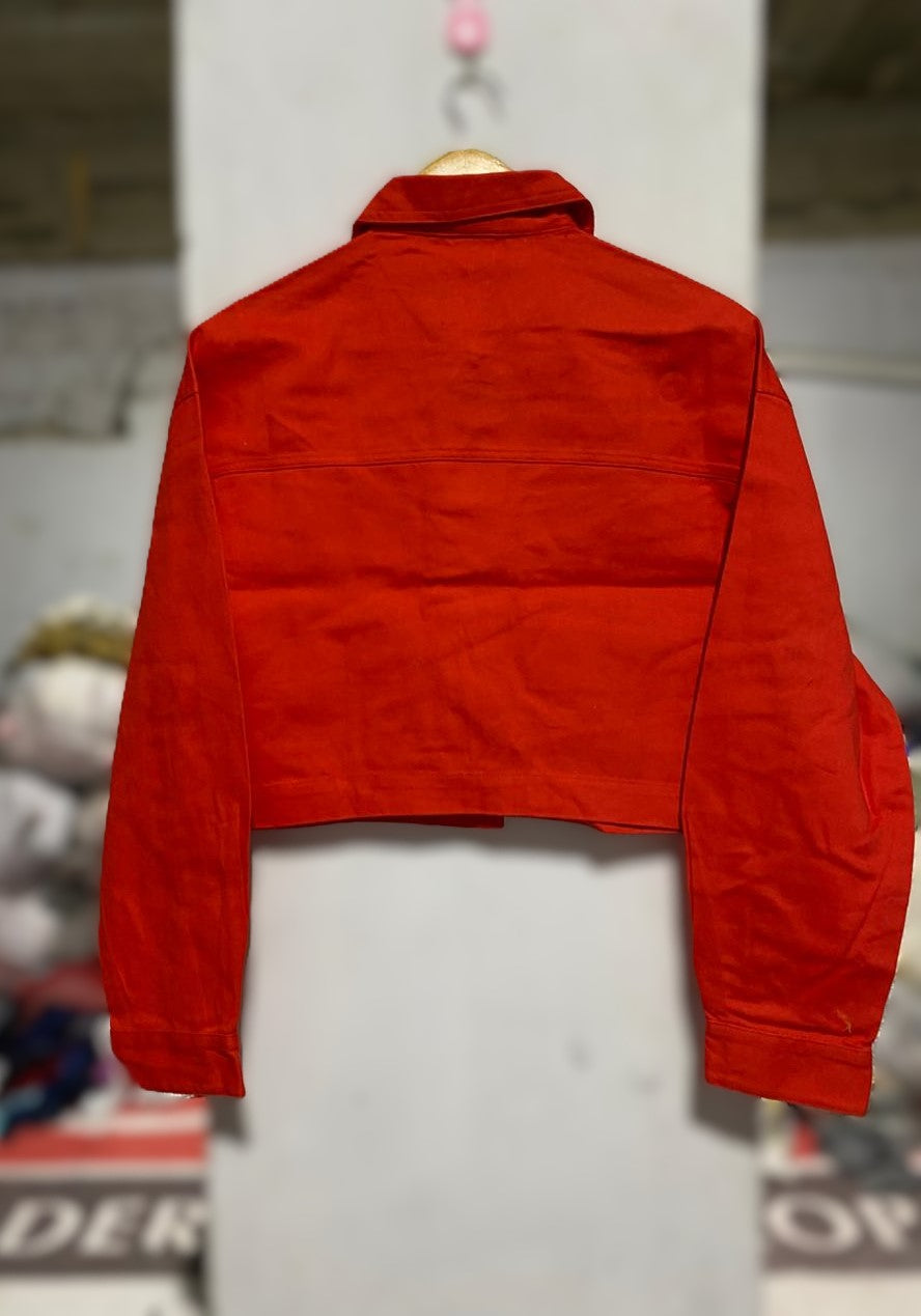 Primark|XS| Mini Cropped Red Jean Jacket