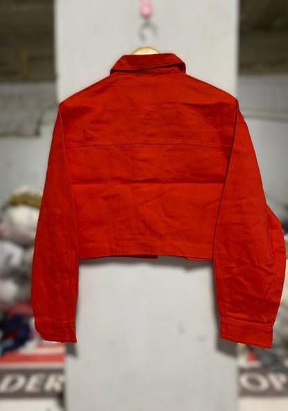 Primark|XS| Mini Cropped Red Jean Jacket