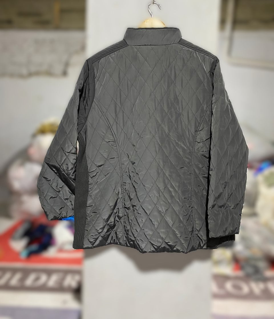 PETITE|L/XL|BUST 23|GREY DIAMOND-QUILTED JACKET