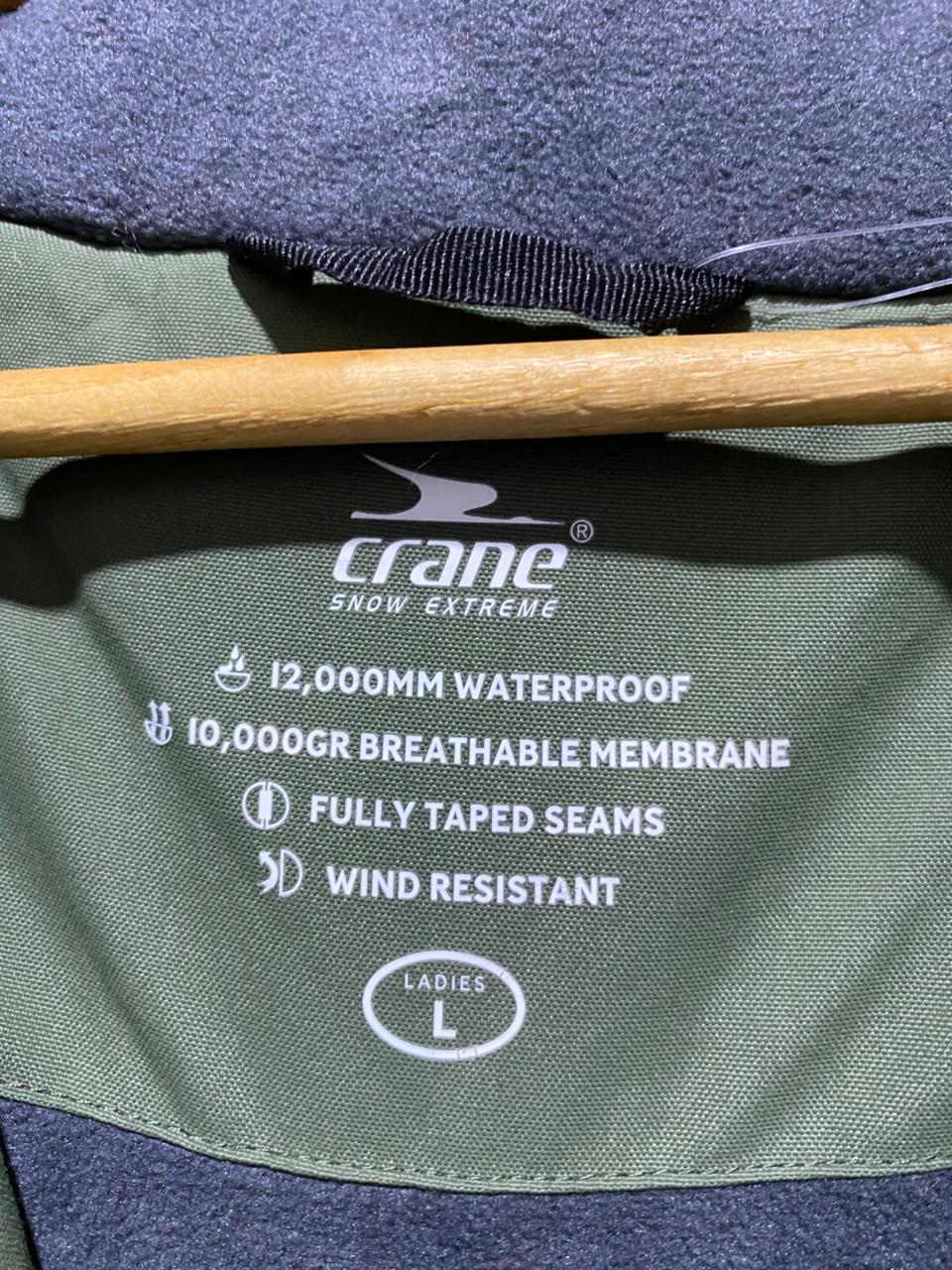 CRANE|L|BUST 23|SNOW EXTREME OLIVE GREEN PARKA JACKET WITH FAUX-FUR HOOD