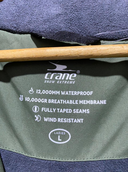 CRANE|L|BUST 23|SNOW EXTREME OLIVE GREEN PARKA JACKET WITH FAUX-FUR HOOD