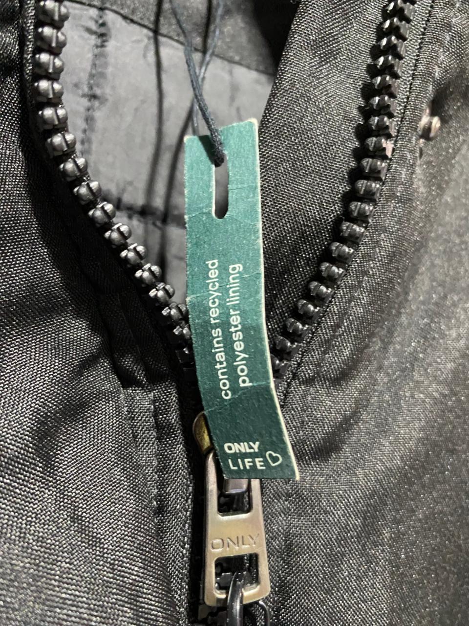 ONLY LIFE|S/M|BUST 19|BLACK PARKA JACKET WITH FAUX-FUR TRIMMED HOOD AND DRAWSTRING WAIST