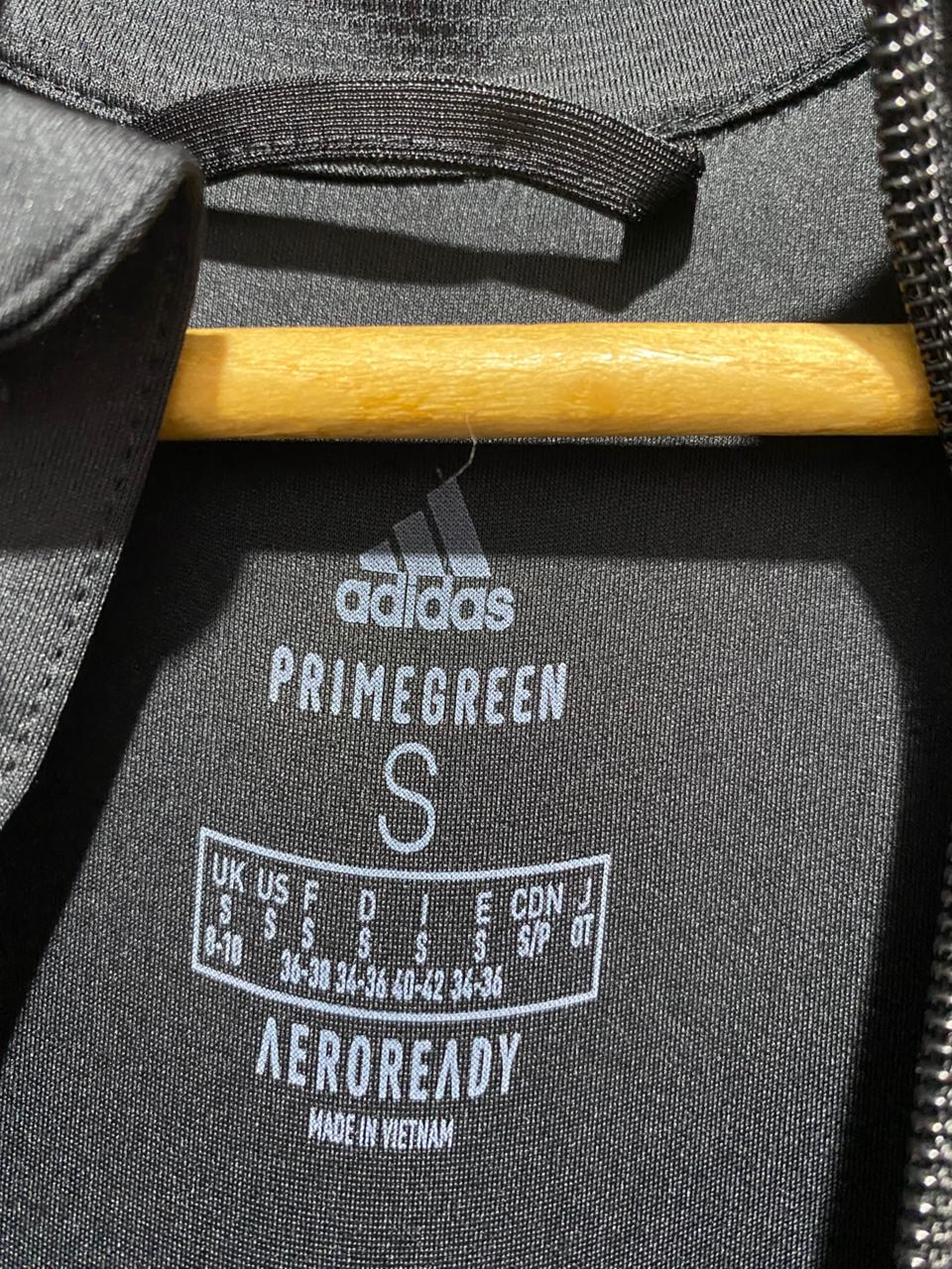 ADIDAS| S | BUST 18|PRIME GREEN BLACK TRACK JACKET WITH WHITE THREE-STRIPES