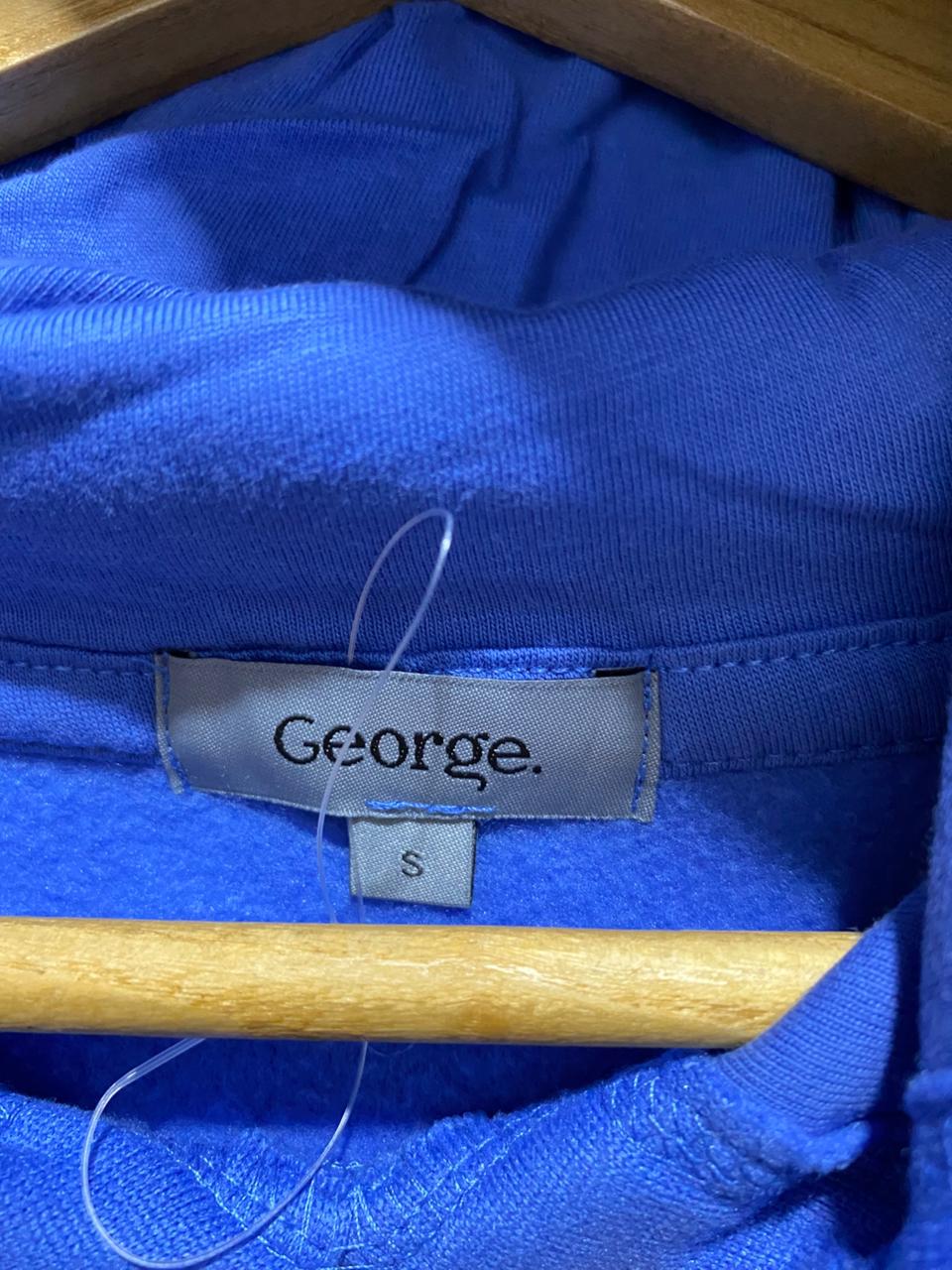 GEORGE| S |BUST 21|BLUE PULLOVER HOODIE WITH KANGAROO POCKET AND DRAWSTRINGS