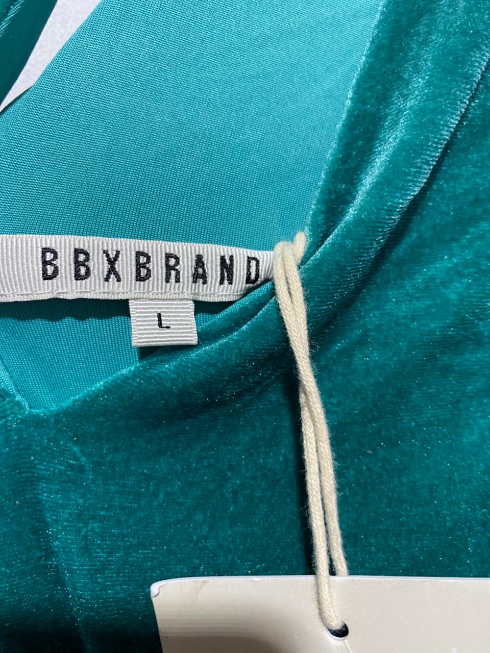 BBX BRAND|L|BUST 18|EMERALD GREEN VELVET MIDI DRESS WITH CUTOUTS
