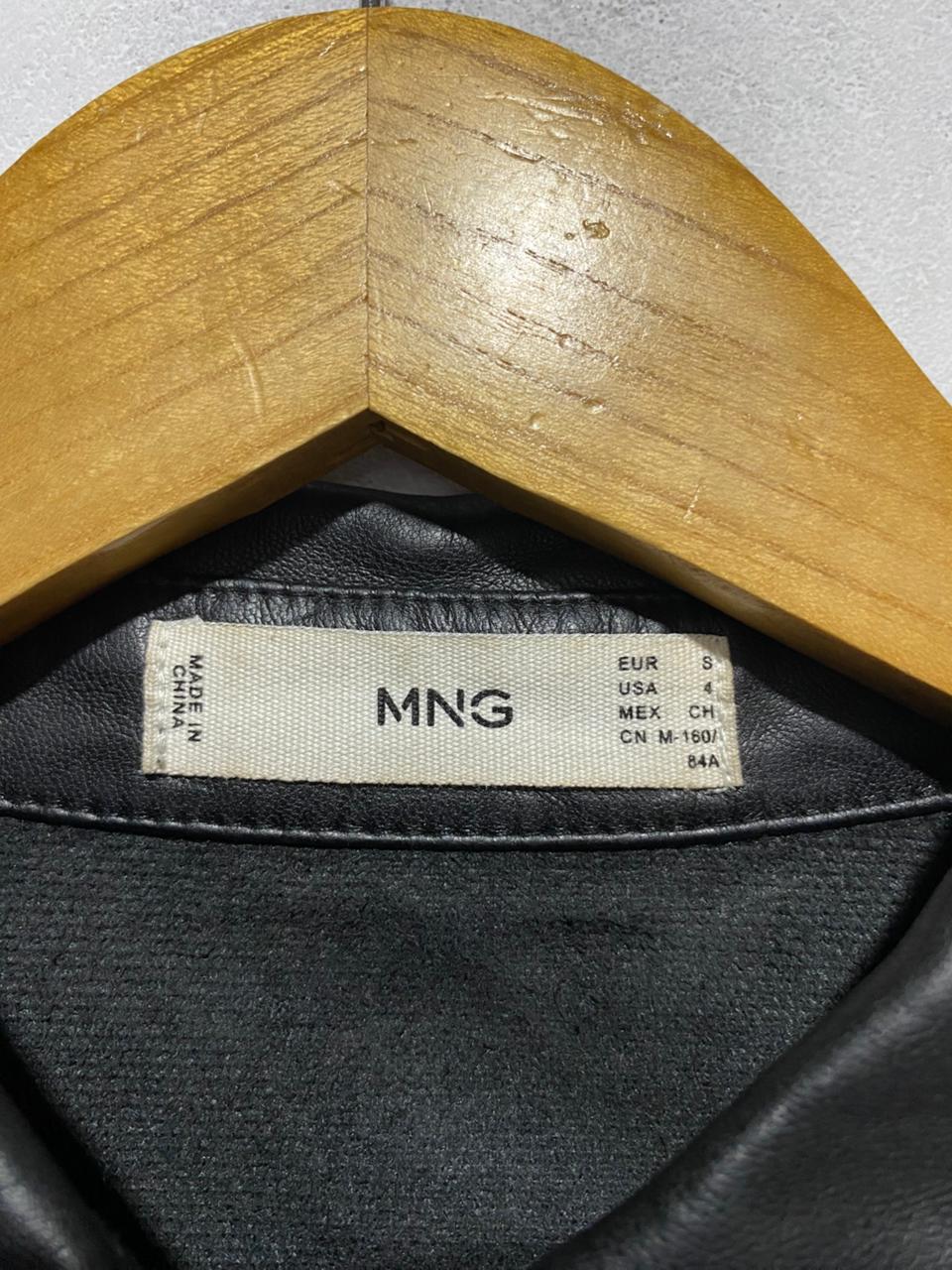 MNG|S|BUST 17| Black Vegan Leather Button Front Long Sleeve Dress