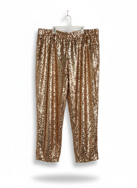 REBDOLLS|XXL|WAIST 38| ROSE GOLD SEQUIN JOGGERS WITH ELASTIC WAIST